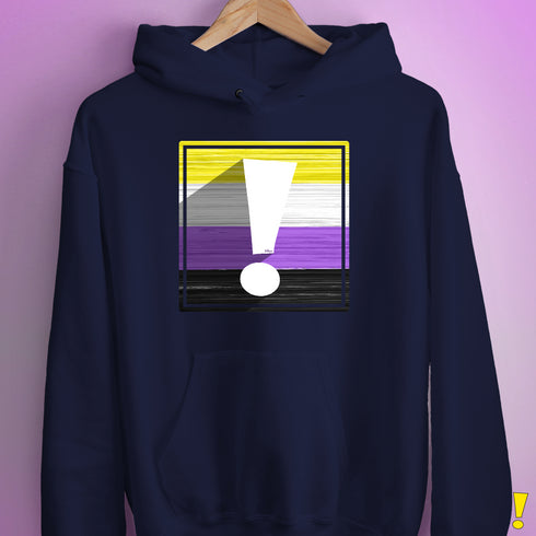Nonbinary Pride Flag Exclamation Point Hoodie